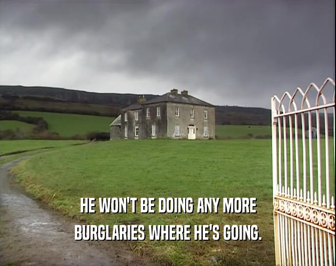 HE WON'T BE DOING ANY MORE BURGLARIES WHERE HE'S GOING. 