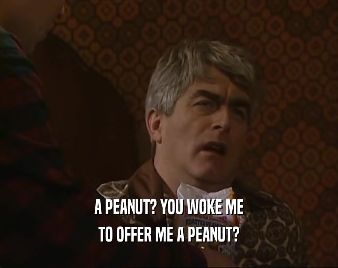 A PEANUT? YOU WOKE ME TO OFFER ME A PEANUT? 