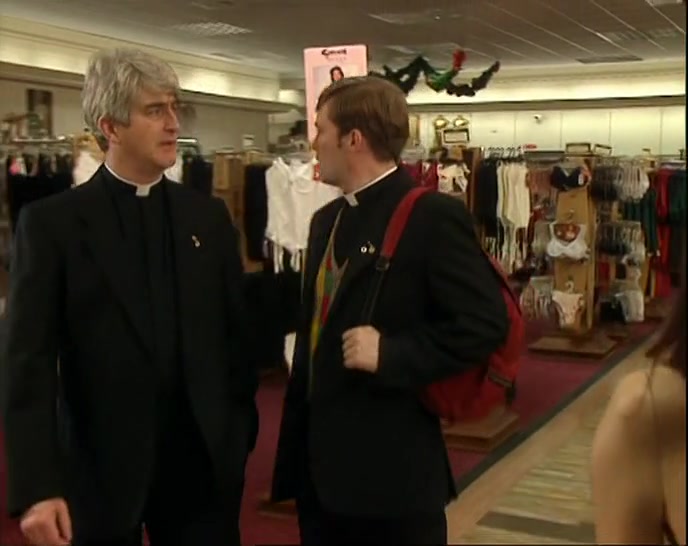 WELL, WE'RE IN THE...IN THE... OH, GOD! WE'RE IN LINGERIE! 