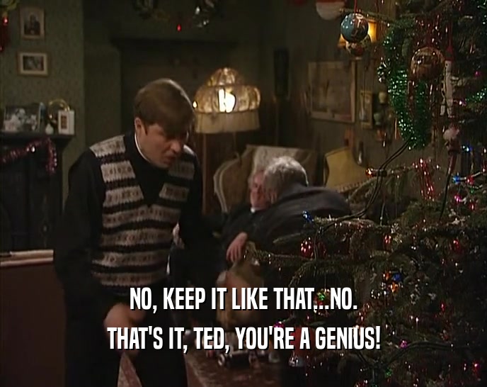 NO, KEEP IT LIKE THAT...NO.
 THAT'S IT, TED, YOU'RE A GENIUS!
 