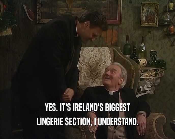 YES. IT'S IRELAND'S BIGGEST
 LINGERIE SECTION, I UNDERSTAND.
 