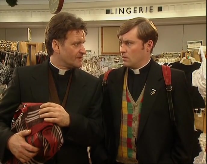 WE'RE TRYING TO FIND OUR WAY OUT OF THE LINGERIE SECTION. 