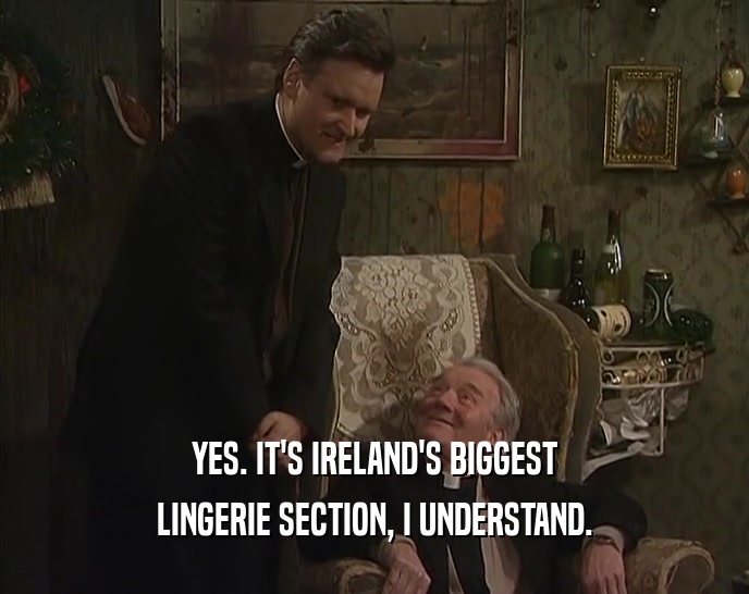 YES. IT'S IRELAND'S BIGGEST
 LINGERIE SECTION, I UNDERSTAND.
 
