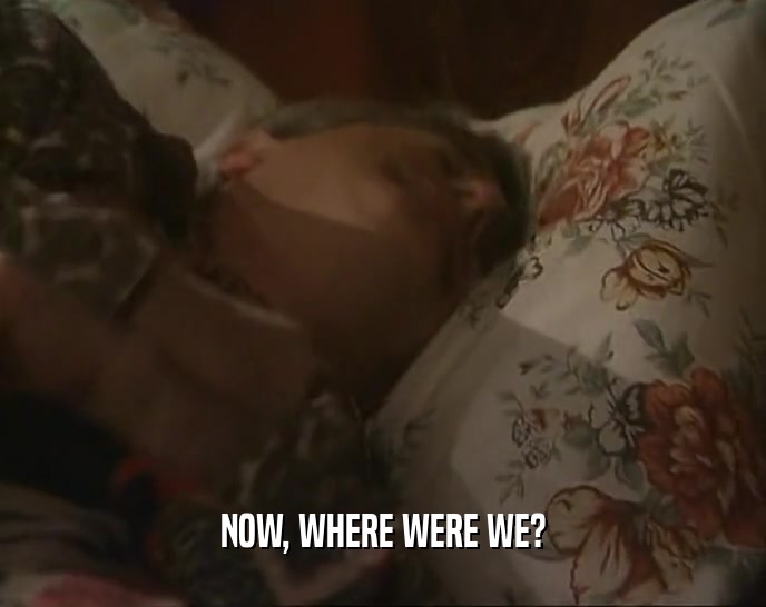 NOW, WHERE WERE WE?  