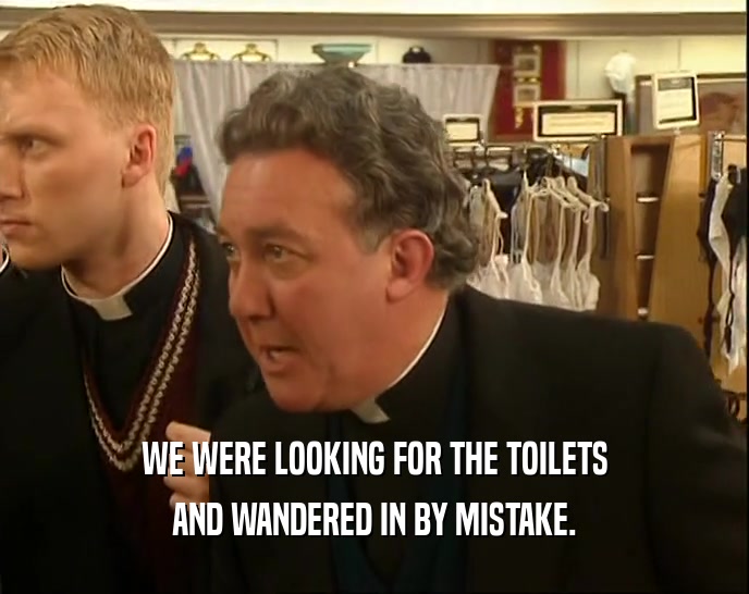 WE WERE LOOKING FOR THE TOILETS AND WANDERED IN BY MISTAKE. 