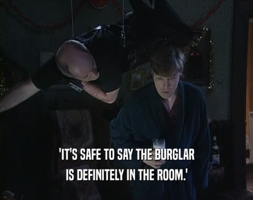 'IT'S SAFE TO SAY THE BURGLAR
 IS DEFINITELY IN THE ROOM.'
 