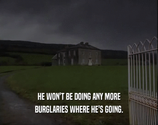 HE WON'T BE DOING ANY MORE BURGLARIES WHERE HE'S GOING. 