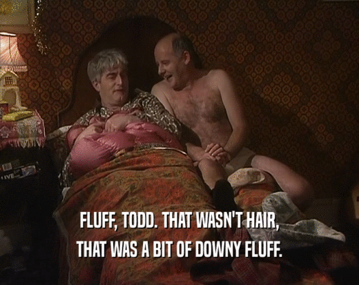 FLUFF, TODD. THAT WASN'T HAIR,
 THAT WAS A BIT OF DOWNY FLUFF.
 