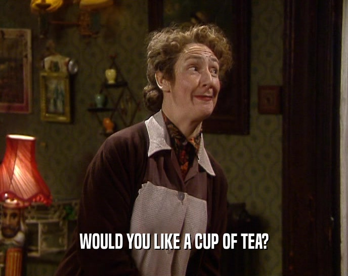 WOULD YOU LIKE A CUP OF TEA?
  