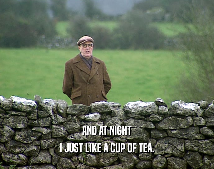 AND AT NIGHT I JUST LIKE A CUP OF TEA. 