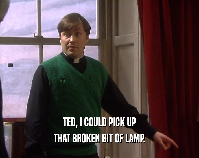 TED, I COULD PICK UP
 THAT BROKEN BIT OF LAMP.
 