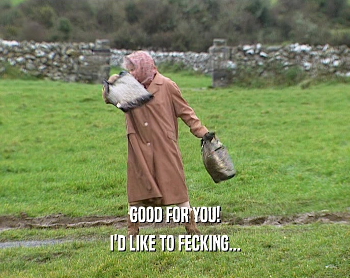 GOOD FOR YOU! I'D LIKE TO FECKING... 