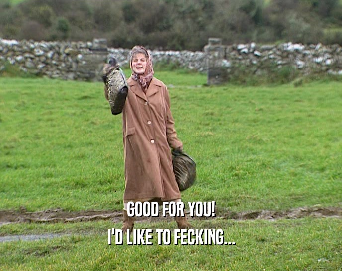 GOOD FOR YOU! I'D LIKE TO FECKING... 