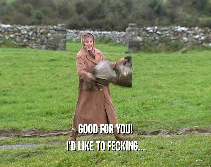 GOOD FOR YOU! I'D LIKE TO FECKING... 