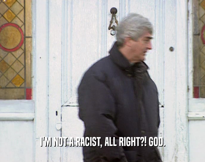 I'M NOT A RACIST, ALL RIGHT?! GOD.  