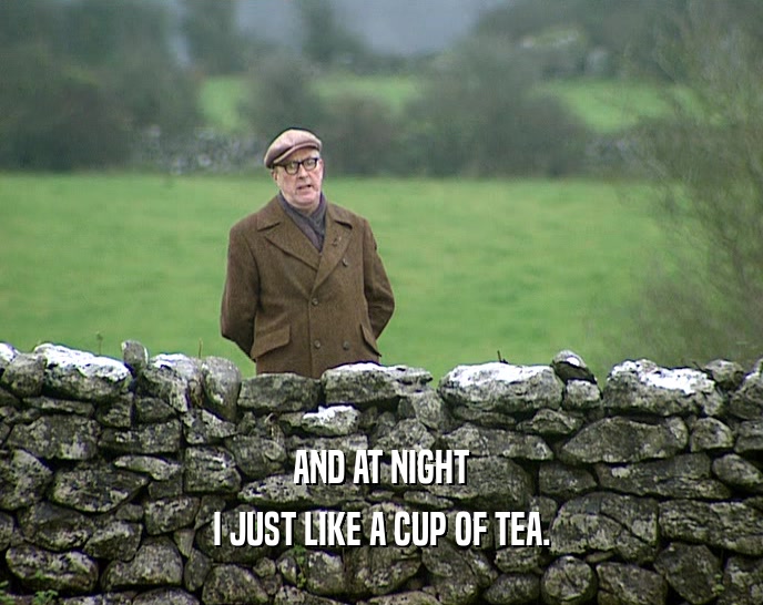 AND AT NIGHT I JUST LIKE A CUP OF TEA. 