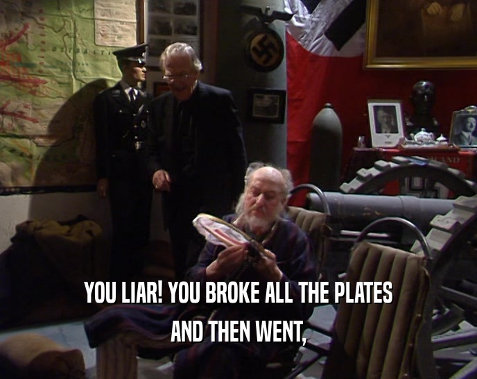 YOU LIAR! YOU BROKE ALL THE PLATES AND THEN WENT, 