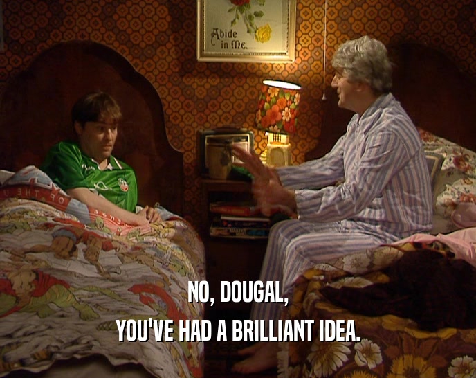 NO, DOUGAL,
 YOU'VE HAD A BRILLIANT IDEA.
 