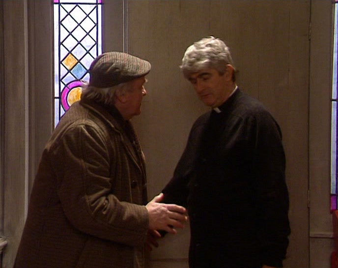 AH, HELLO, FATHER. DID YOU...? IS HE...? 