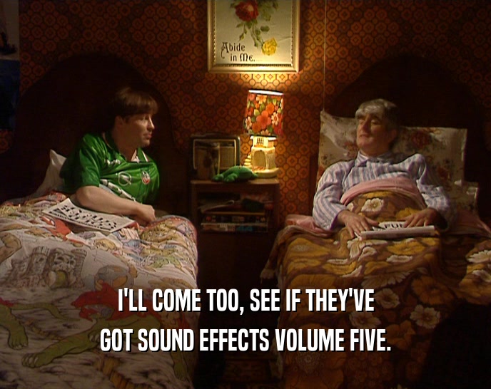 I'LL COME TOO, SEE IF THEY'VE GOT SOUND EFFECTS VOLUME FIVE. 