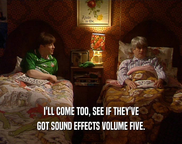 I'LL COME TOO, SEE IF THEY'VE GOT SOUND EFFECTS VOLUME FIVE. 