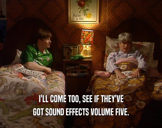 I'LL COME TOO, SEE IF THEY'VE GOT SOUND EFFECTS VOLUME FIVE. 