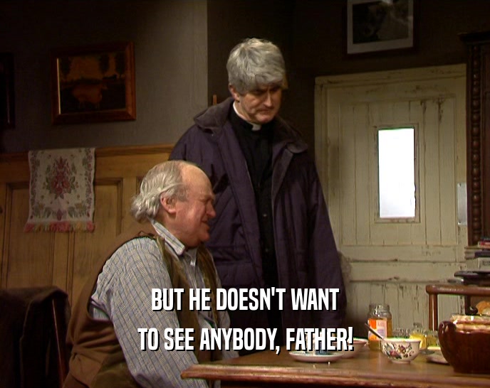 BUT HE DOESN'T WANT TO SEE ANYBODY, FATHER! 