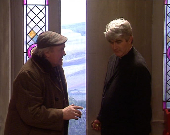 AH, HELLO, FATHER. DID YOU...? IS HE...? 