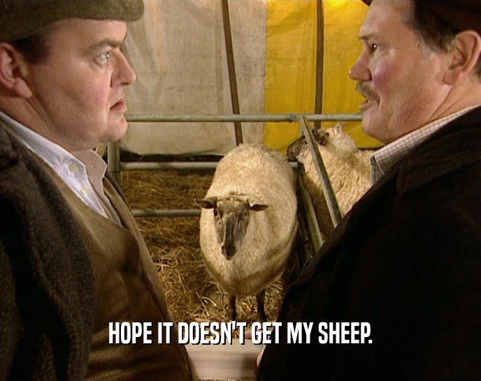 HOPE IT DOESN'T GET MY SHEEP.
  
