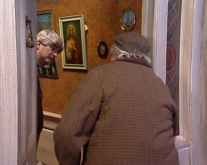 AH, HELLO, FATHER. DID YOU...? IS HE...? 