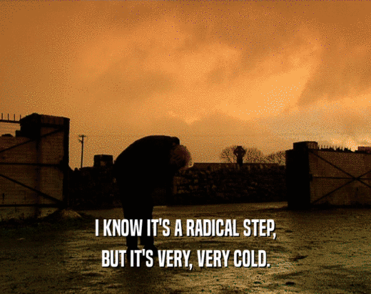 I KNOW IT'S A RADICAL STEP,
 BUT IT'S VERY, VERY COLD.
 