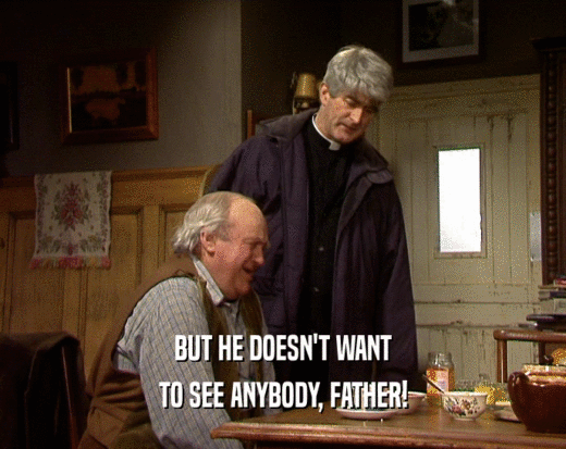 BUT HE DOESN'T WANT
 TO SEE ANYBODY, FATHER!
 