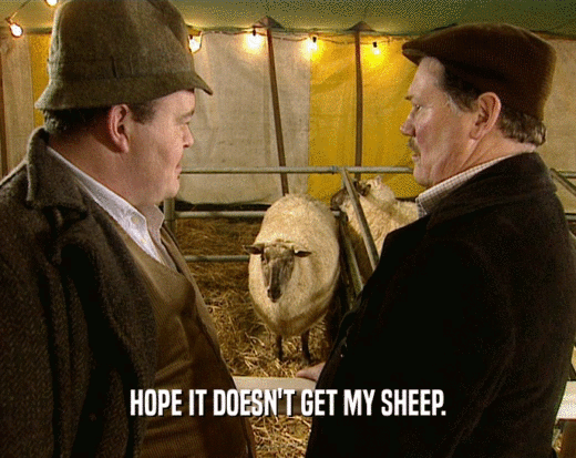 HOPE IT DOESN'T GET MY SHEEP.
  