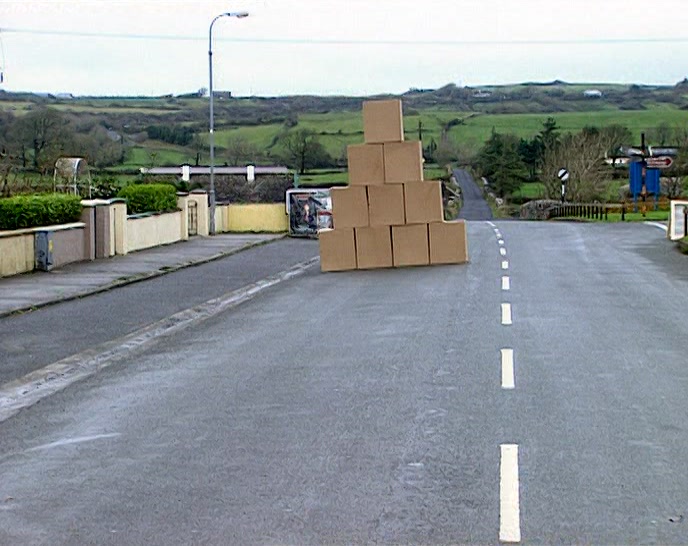 TED, LOOK! IT'S A BIG BUNCH
 OF BOXES IN THE ROAD!
 