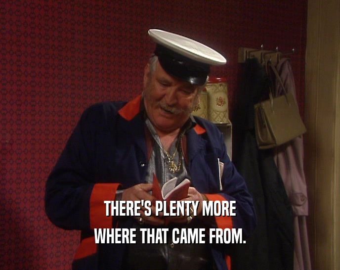 THERE'S PLENTY MORE WHERE THAT CAME FROM. 