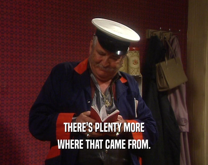 THERE'S PLENTY MORE WHERE THAT CAME FROM. 