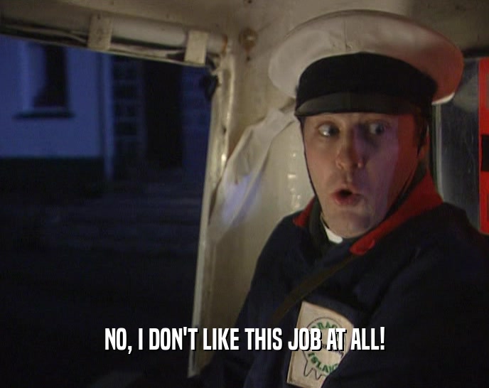 NO, I DON'T LIKE THIS JOB AT ALL!  