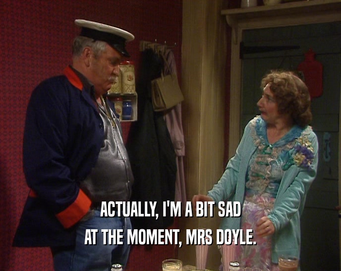 ACTUALLY, I'M A BIT SAD AT THE MOMENT, MRS DOYLE. 