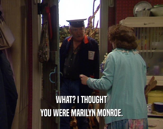 WHAT? I THOUGHT YOU WERE MARILYN MONROE. 
