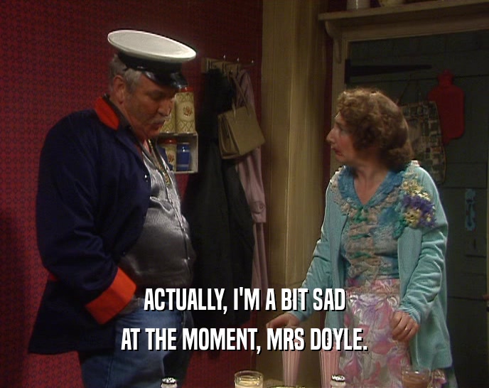 ACTUALLY, I'M A BIT SAD AT THE MOMENT, MRS DOYLE. 