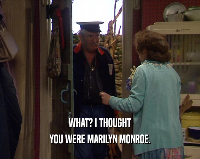 WHAT? I THOUGHT YOU WERE MARILYN MONROE. 