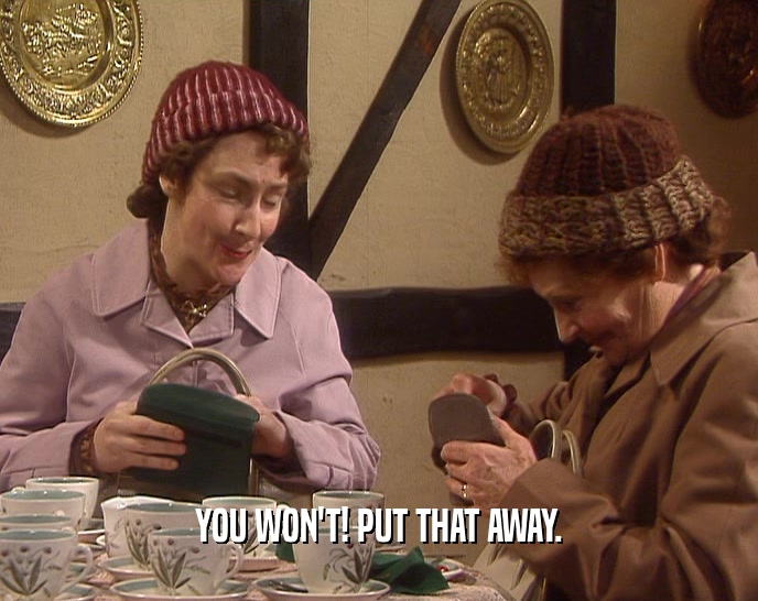 YOU WON'T! PUT THAT AWAY.  