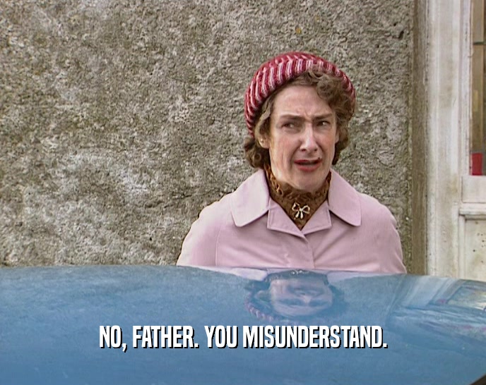 NO, FATHER. YOU MISUNDERSTAND.  