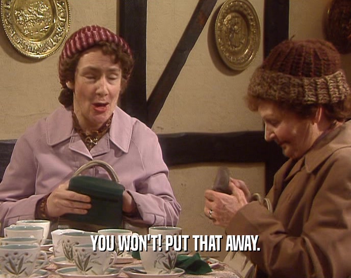 YOU WON'T! PUT THAT AWAY.  