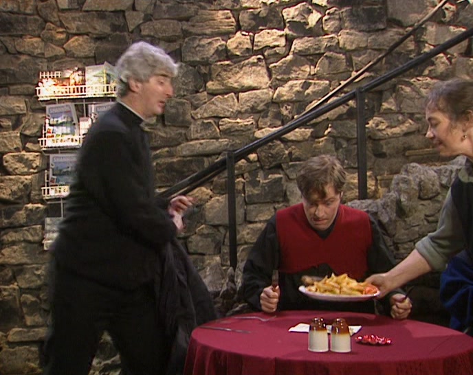 DOUGAL, THERE'S NO TIME TO EAT THAT.  