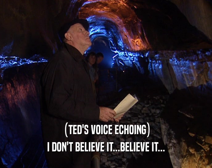 (TED'S VOICE ECHOING) I DON'T BELIEVE IT...BELIEVE IT... 