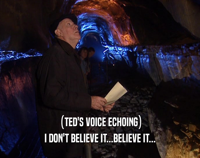 (TED'S VOICE ECHOING) I DON'T BELIEVE IT...BELIEVE IT... 