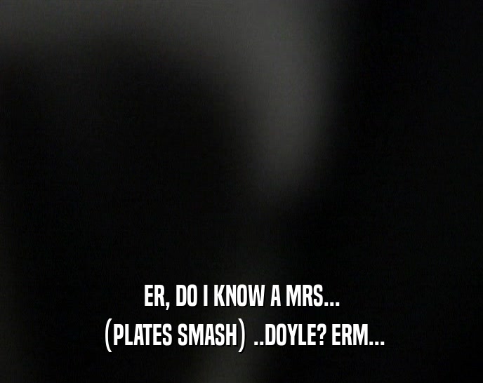 ER, DO I KNOW A MRS... (PLATES SMASH) ..DOYLE? ERM... 