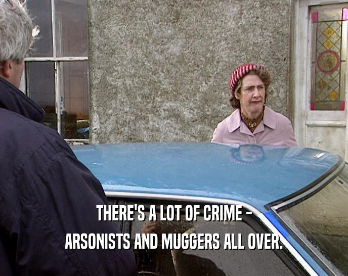 THERE'S A LOT OF CRIME -
 ARSONISTS AND MUGGERS ALL OVER.
 