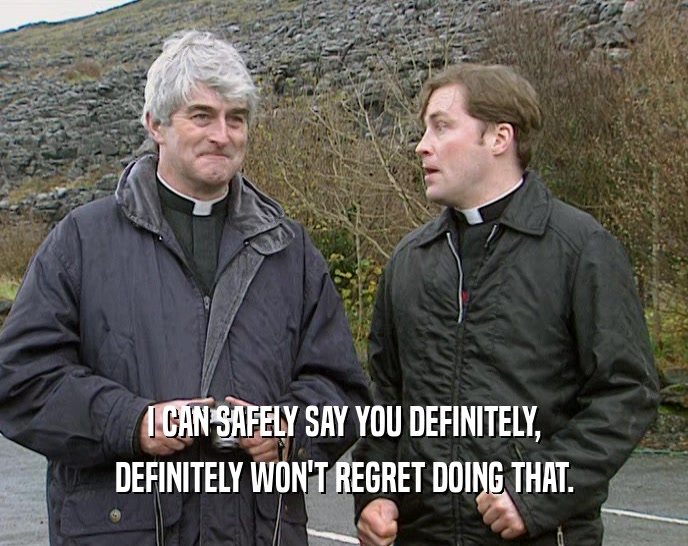 I CAN SAFELY SAY YOU DEFINITELY, DEFINITELY WON'T REGRET DOING THAT. 